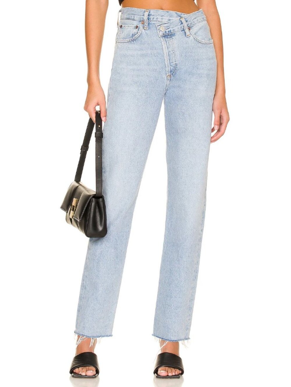 Agolde Women's Criss Cross Straight Leg Jean Dimension Wash Raw Hem Size 27